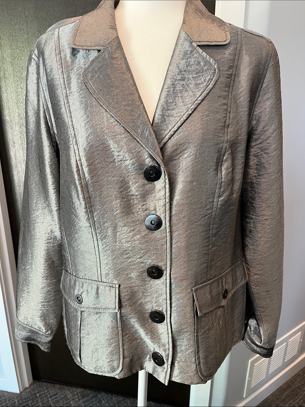 SPANNER Metallic Silver Blazer Jacket-Sz 12